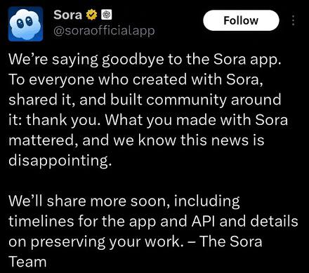 Sora Shutdown Announcement